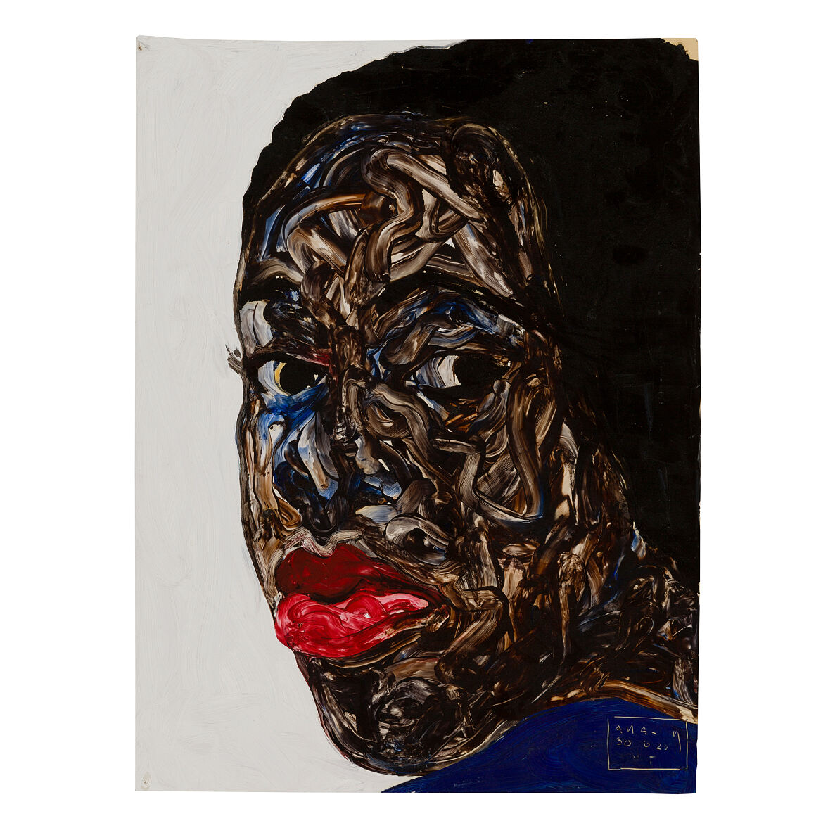 Akademie Auktion 2024, Amoako Boafo, Ruby Red Lips, 2021, 51 x 38 cm, gerahmt, Ausrufpreis: € 55.000