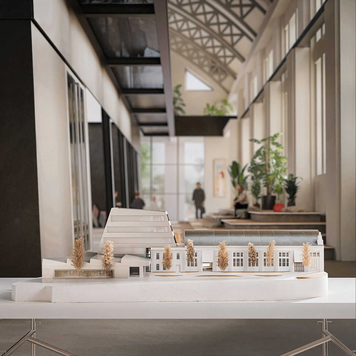Architekturmodell in der Ballonhalle - Siegerprojekt des Architekturwettbewerbs zum neuen Standort der Akademie der bildenden Künste Wien